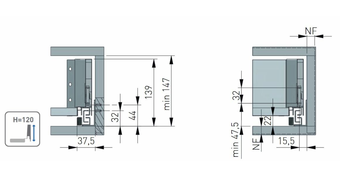 Kép 10/11 - AXISPRO korlát nélküli 120 mm magas normál fiók, antracit, 350mm