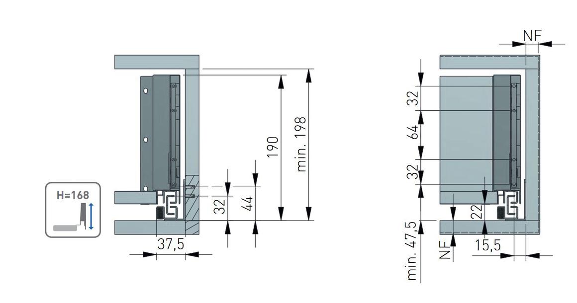 Kép 9/10 - AXISPRO korlát nélküli 168 mm magas normál fiók, fehér, 350mm