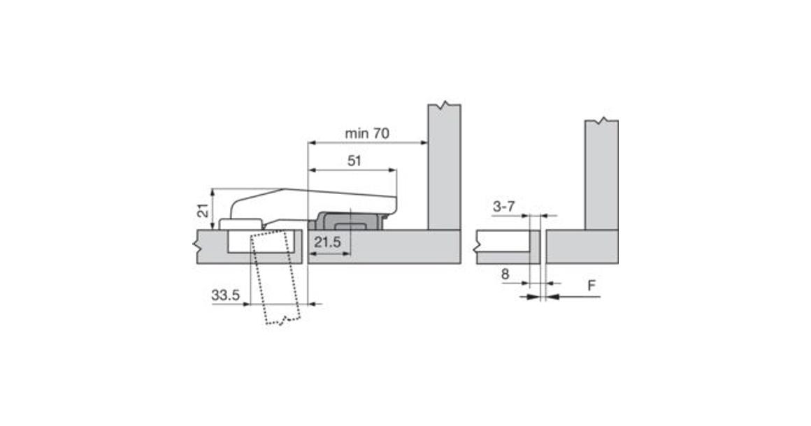 Kép 2/2 - BLUM Clip-top pillérpánt közézáródó fékes (173L8130)