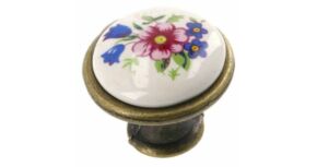 Bútorgomb porcelán antik - színes virág