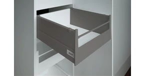 RITMA CUBE oldalmagasított körkorlátos 83 mm magas belső fiók, metál szürke
