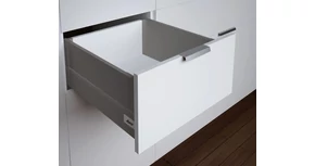RITMA CUBE oldalmagasított négyszög korlátos 83 mm magas normál fiók, metál szürke